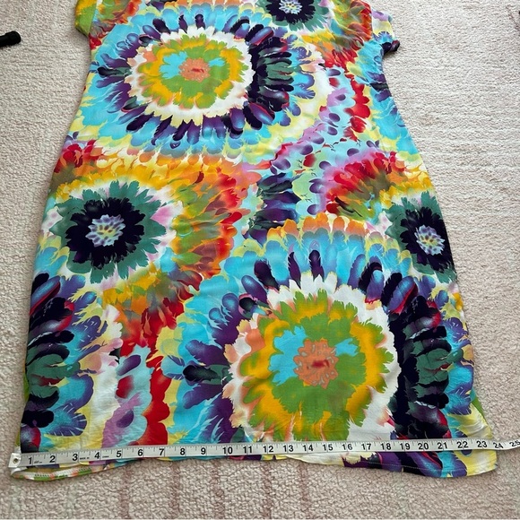 Seven Islands Floral Tie Dye Midi Dress Dolman Sleeve Cocoon Style Size Large XL - Picture 11 of 13
